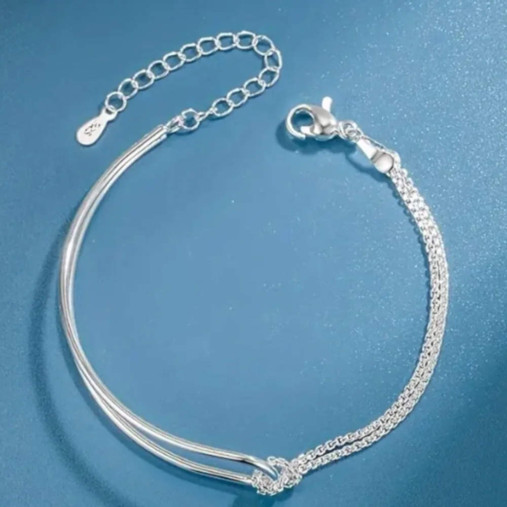 925 Sterling Silver Elegant Minimalist Geometric Bracelet